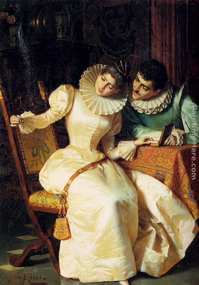 Elegant Couples In Interiors (Pic 2) painting - Pio Ricci Elegant Couples In Interiors (Pic 2) art painting